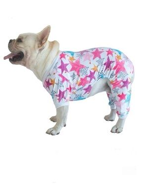NWOT CuteBone Soft Fleece White & Pink Star Dog Pajamas - Size Large